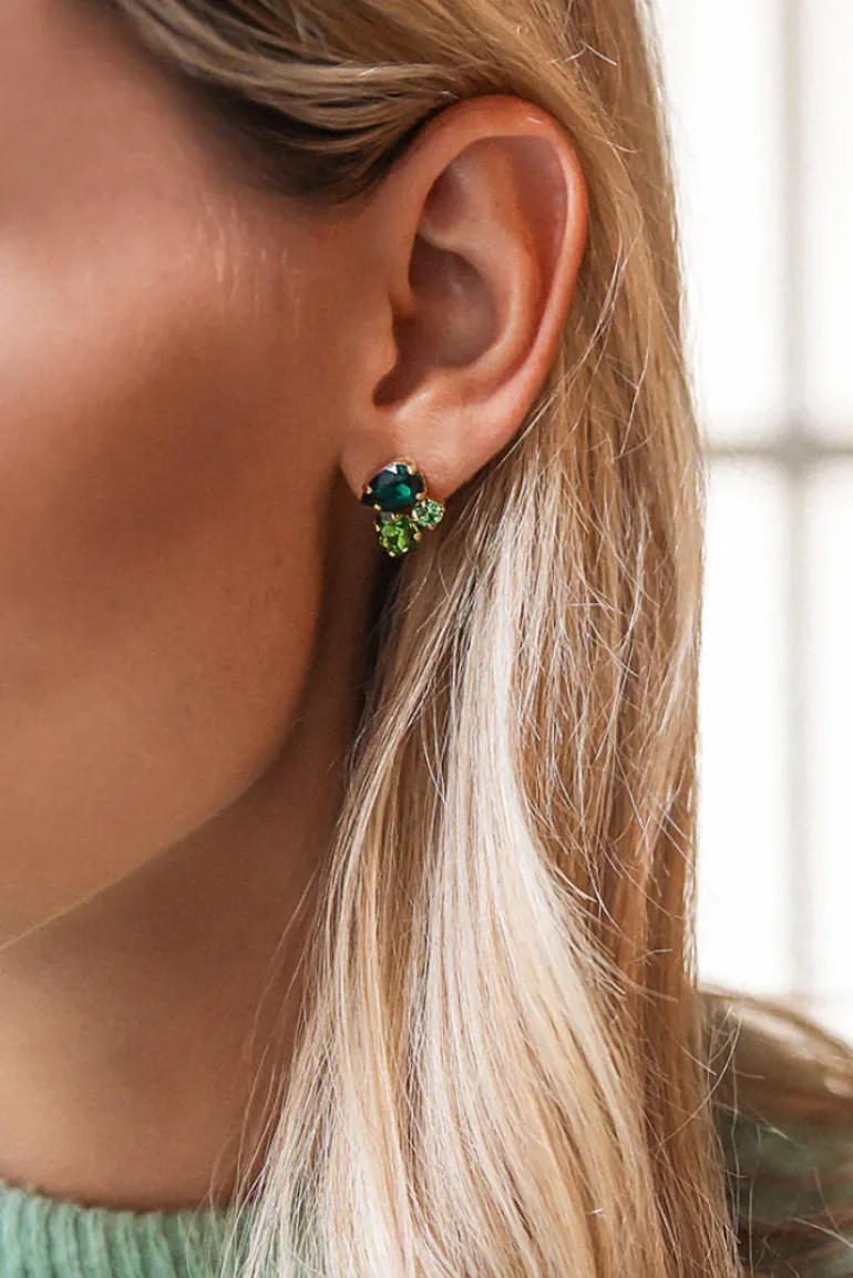 Alisia Earring Gold Green Combo