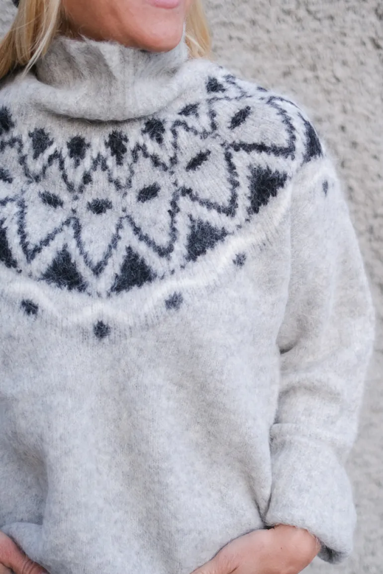 Champoluc Knitted Sweater Fair Isle Grey
