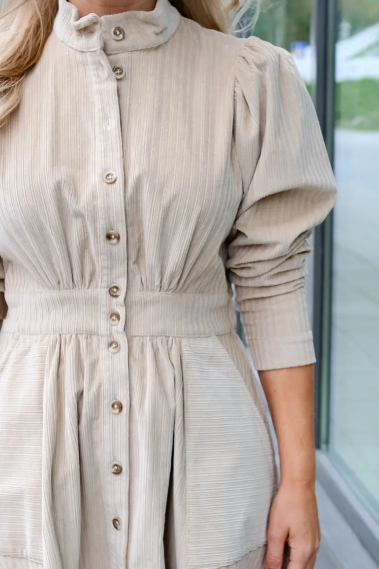 Corduroy Mini Dress Beige