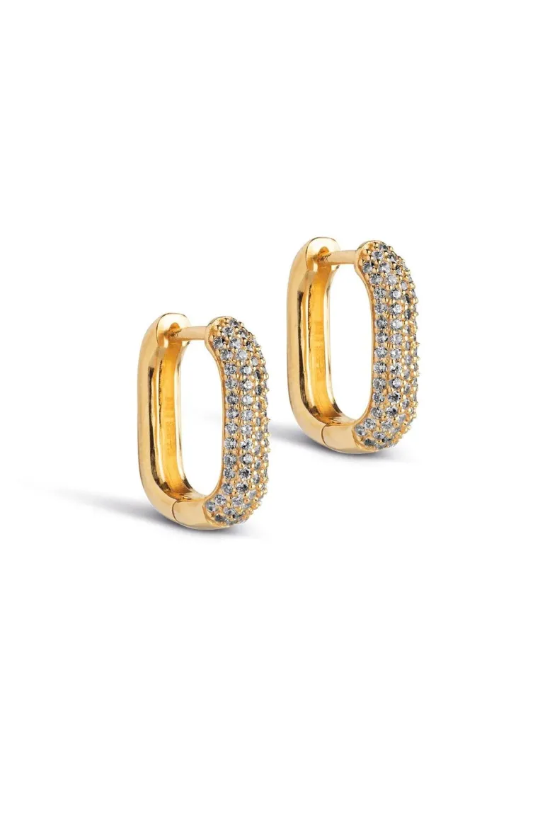 Hoops Sparkling Square 15mm Gold