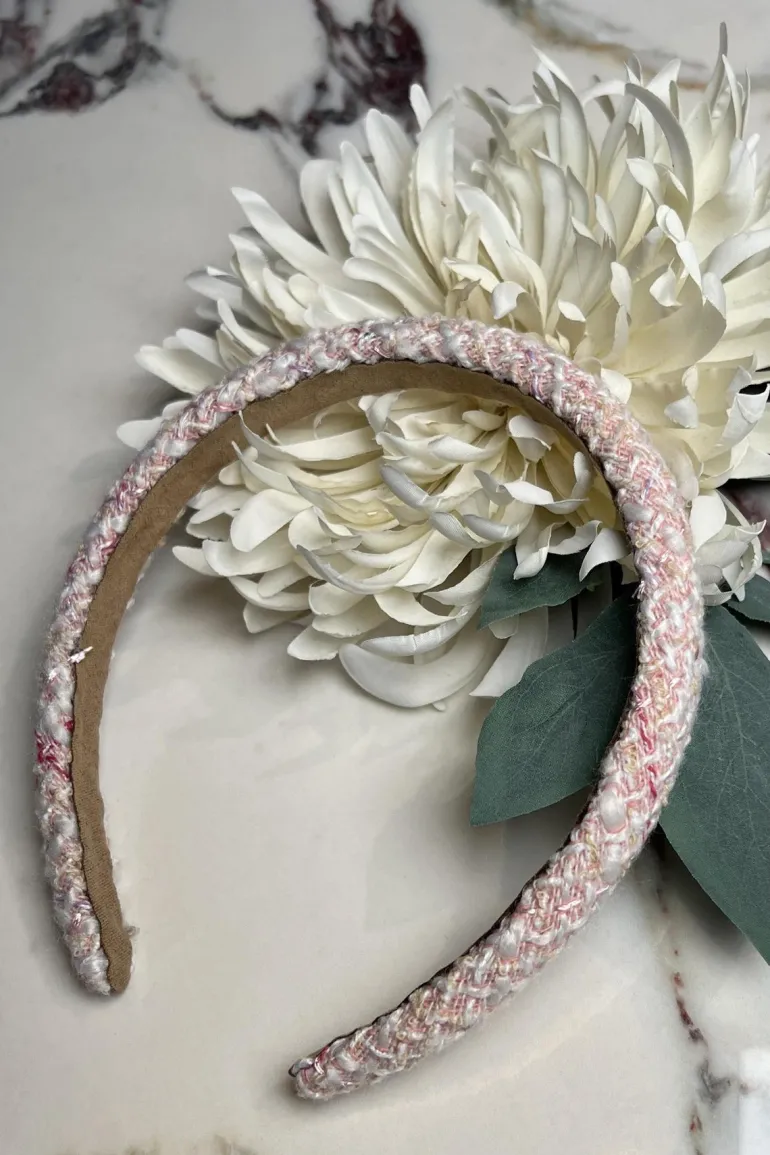Hårbøyle Polstret Boucle Smal Lys Rosa
