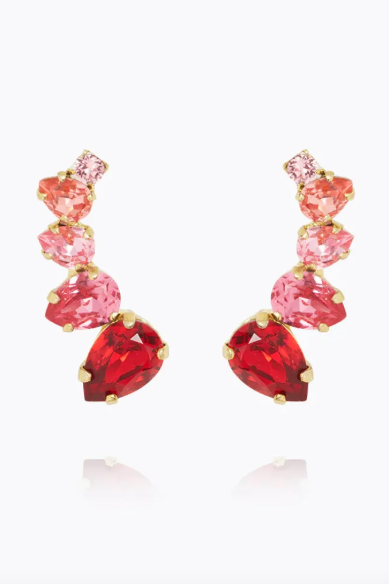 Julie Earrings Gold Scarlet Combo