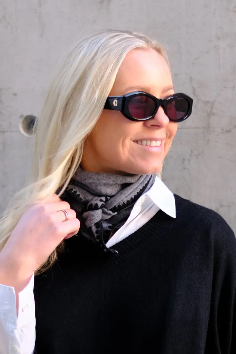 Mina Stitched Merino Scarf Medium Grey Melange
