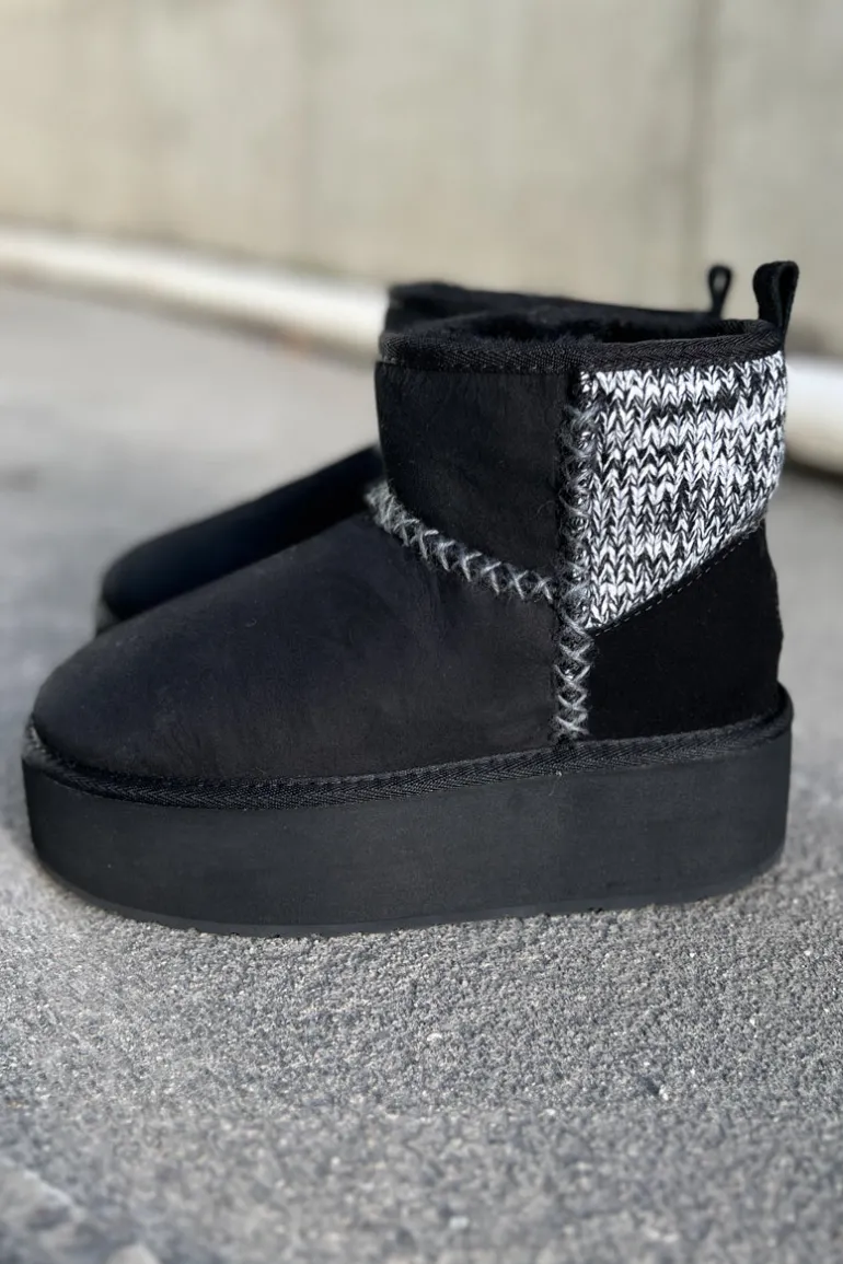 Stinger Knit Platform Boots Black